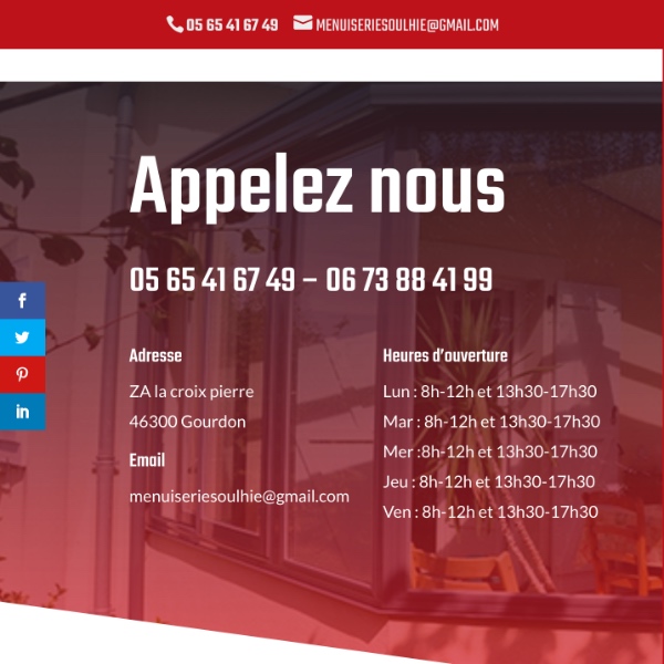 Conception Site Internet Gourdon Menuiserie Soulhie