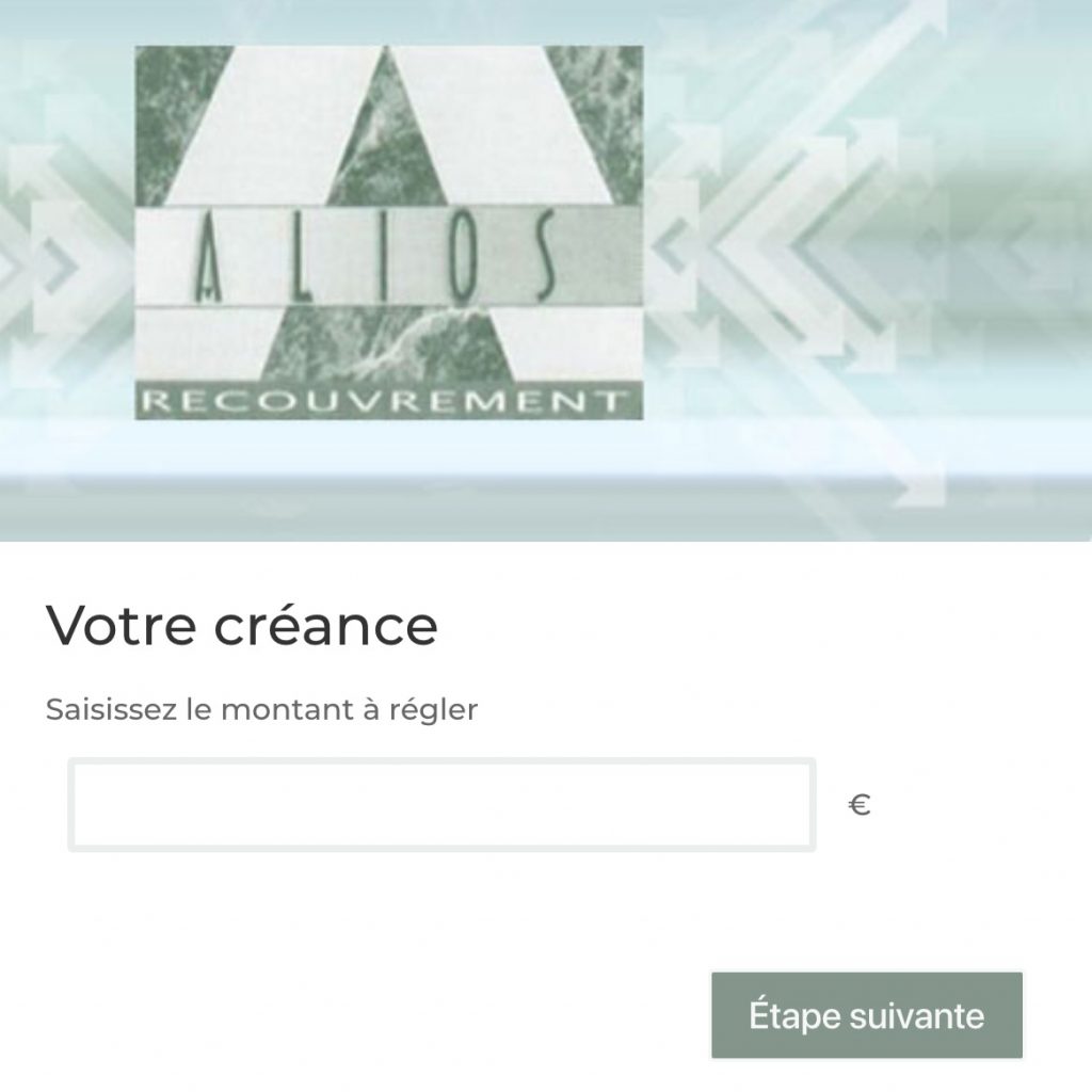 Alios Recouvrement : paiement en ligne